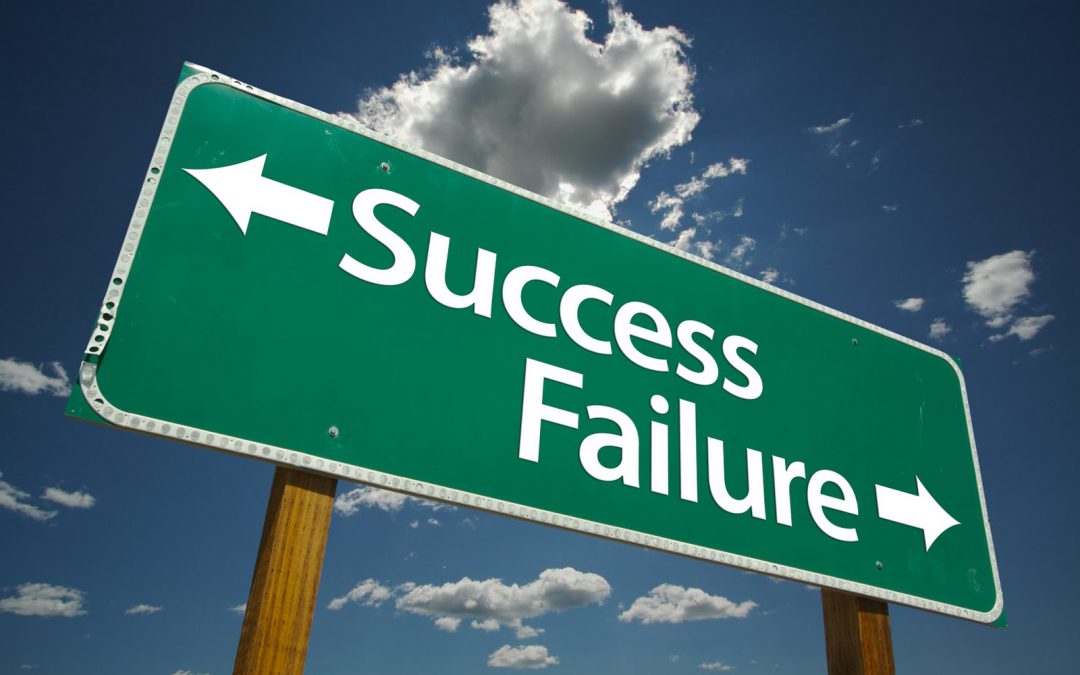 Road sign for sucess or failure